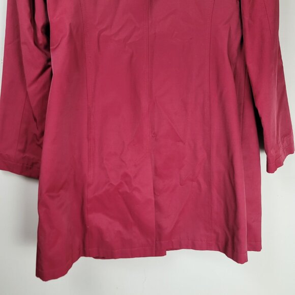DKNY Wool Blend Trench Coat Women's Medium Red Ruffle Waterproof NWT - Picture 5 of 14